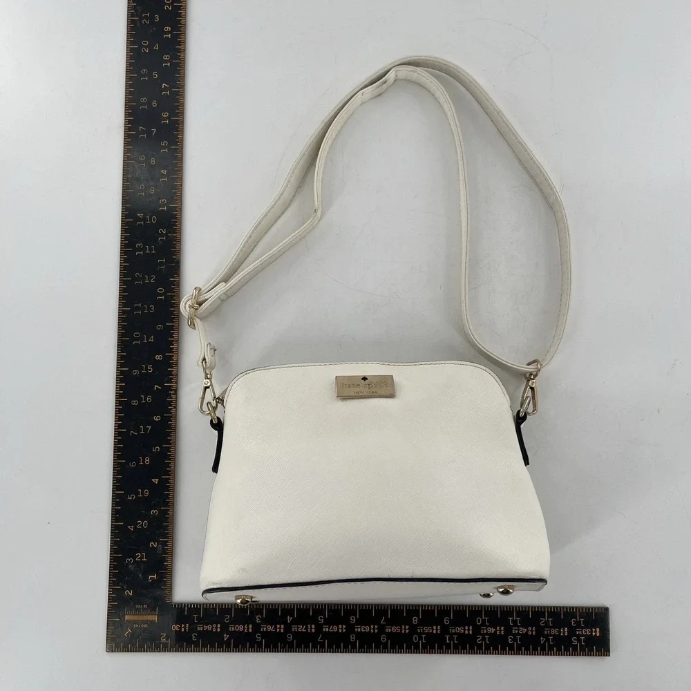 Kate Spade Zip Dome Jeanne Crossbody Saffiano Leather Meringue Cream Ivory Strap